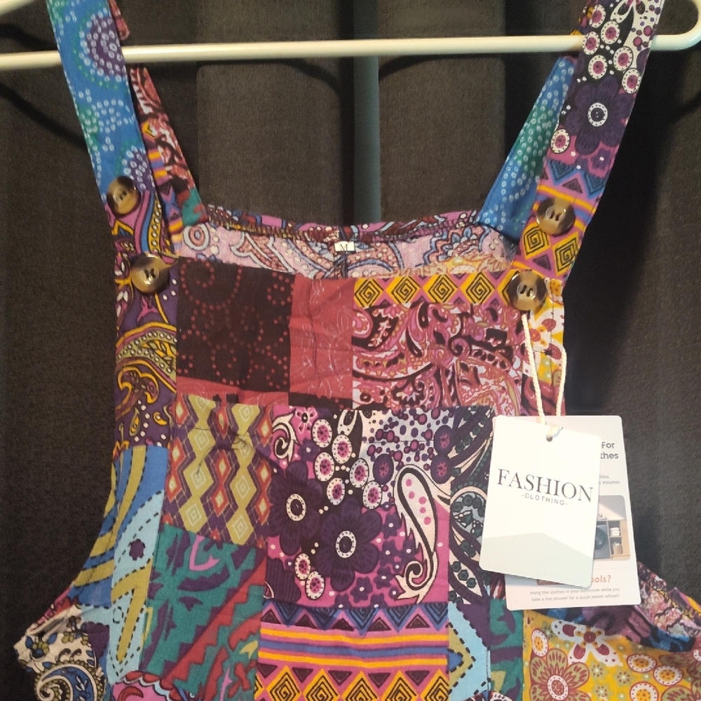 Patchwork Wide-Leg Jumpsuit in Multicolor BNWT Size Medium - Picture 7 of 8